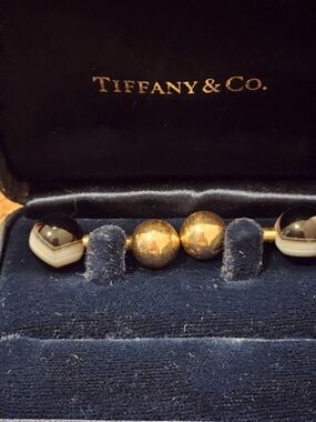 Tiffany & Co. Gold and Black Bead Bracelet with Banded Onyx